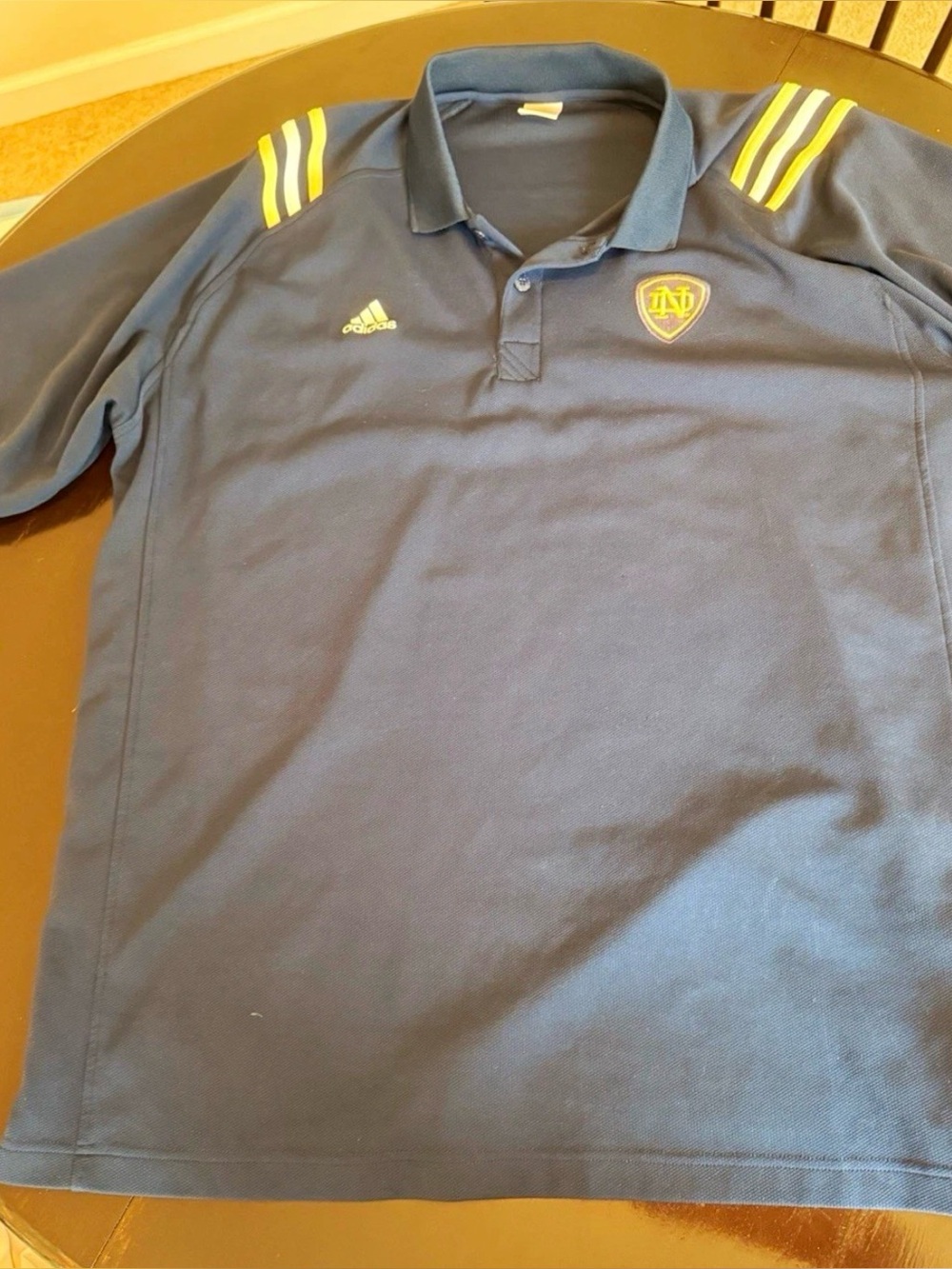 Vintage Notre Dame Fighting Irish Adidas Climacool Polo Navy 3XL